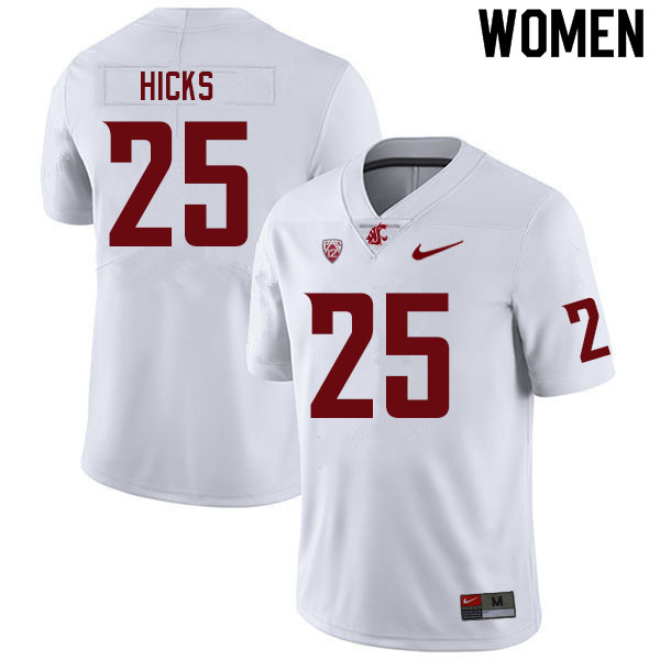 Women #25 Jaden Hicks Washington State Cougars College Football Jerseys Sale-White